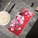 For Samsung Galaxy S21 5G Colored Drawing Clear TPU Protective Cases(Cherry Blossoms)