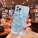 Splicing Marble Pattern Gilding TPU Protective Case with Foldable Holder For iPhone 11(Green)