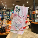 Splicing Marble Pattern Gilding TPU Protective Case with Foldable Holder For iPhone 11 Pro Max(Pink)