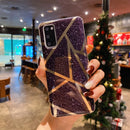 For Samsung Galaxy S20 Splicing Marble Pattern Gilding TPU Protective Case(Black)