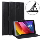 For Samsung Galaxy Tab A 8.0 (2018) T387 Ultra-thin Carbon Fiber Horizontal Flip PU Leather Case with 3-level Holder(Black)