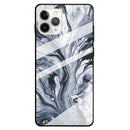 Fashion Marble Tempered Glass Protective Case For iPhone 12 / 12 Pro(Ink Black)