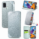 For Samsung Galaxy A21s Blooming Mandala Embossed Pattern Magnetic Horizontal Flip Leather Case with Holder & Card Slots & Wallet(Grey)