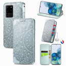 For Samsung Galaxy S20 Ultra Blooming Mandala Embossed Pattern Magnetic Horizontal Flip Leather Case with Holder & Card Slots & Wallet(Grey)