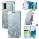 For Samsung Galaxy S20 Blooming Mandala Embossed Pattern Magnetic Horizontal Flip Leather Case with Holder & Card Slots & Wallet(Grey)