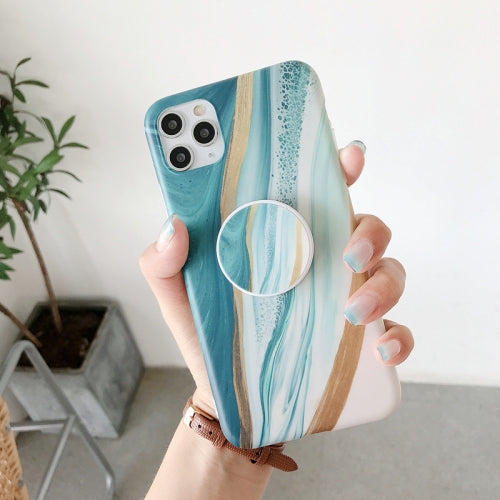 Frosted IMD Series TPU Protective Case with Holder For iPhone 11 Pro Max(Green)