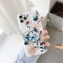 Double-sided Film IMD Shockproof TPU Protective Case with Holder For iPhone 12 / 12 Pro(Pink Begonia)