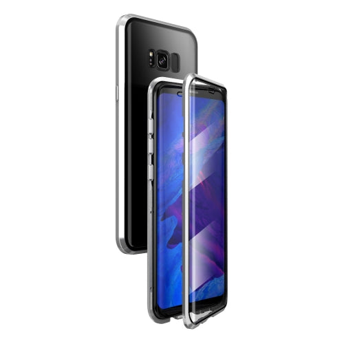 For Samsung Galaxy S8 Magnetic Metal Frame Double-sided Tempered Glass Case(Silver)