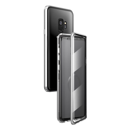 For Samsung Galaxy S9 Magnetic Metal Frame Double-sided Tempered Glass Case(Silver)