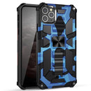 Camouflage Armor Shockproof TPU + PC Magnetic Protective Case with Holder For iPhone 12 mini(Dark Blue)