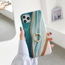 Frosted IMD Series TPU Protective Case with Ring Holder For iPhone 11 Pro(Green)