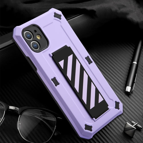 Bright Shield 3 in 1 Shockproof TPU + PC + Back Silicone Webbing Protective Case For iPhone 11(Purple)