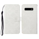 For Samsung Galaxy S10+ Ethnic Style Embossed Pattern Horizontal Flip Leather Case with Holder & Card Slots & Wallet & Lanyard(White)