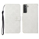 For Samsung Galaxy S21+ 5G Ethnic Style Embossed Pattern Horizontal Flip Leather Case with Holder & Card Slots & Wallet & Lanyard(White)
