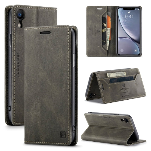 AutSpace A01 Retro Skin-feel Crazy Horse Texture Horizontal Flip Leather Case with Holder & Card Slots & Wallet & RFID For iPhone XR(Coffee)
