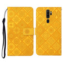 For OPPO A5 / A9 2020 Ethnic Style Embossed Pattern Horizontal Flip Leather Case with Holder & Card Slots & Wallet & Lanyard(Yellow)