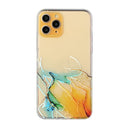 Hollow Marble Pattern TPU Straight Edge Fine Hole Protective Case For iPhone 11 Pro Max(Yellow Blue)