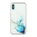 Hollow Marble Pattern TPU Straight Edge Fine Hole Protective Case For iPhone XS / X(Blue)