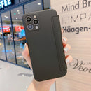 Imitate Liquid Silicone Horizontal Flip Leather Case with Card Slots For iPhone 12 Pro Max(Black)