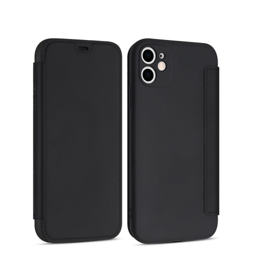Imitate Liquid Silicone Horizontal Flip Leather Case with Card Slots For iPhone 11 Pro(Black)