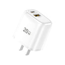 TOTUDESIGN JSY-PD025C Rhinoceros Series 20W Type-C / USB-C + USB Travel Charger Power Adapter, CN Plug(White)