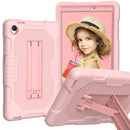 For Huawei MatePad T8 8.0(2020) Contrast Color Robot Shockproof Silicone + PC Protective Case with Holder(Rose Gold)