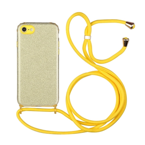Glitter Powder Shockproof TPU Protective Case with Lanyard For iPhone SE 2020 / 8 / 7(Yellow)