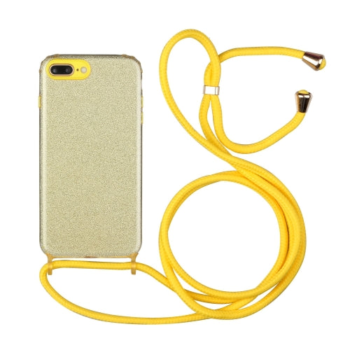 Glitter Powder Shockproof TPU Protective Case with Lanyard For iPhone 8 Plus / 7 Plus(Yellow)