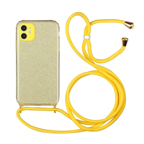 Glitter Powder Shockproof TPU Protective Case with Lanyard For iPhone 11(Yellow)