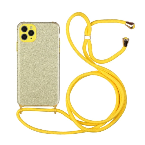Glitter Powder Shockproof TPU Protective Case with Lanyard For iPhone 11 Pro Max(Yellow)