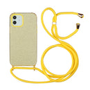 Glitter Powder Shockproof TPU Protective Case with Lanyard For iPhone 12 Pro Max(Yellow)