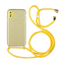 Glitter Powder Shockproof TPU Protective Case with Lanyard For iPhone XS Max(Yellow)