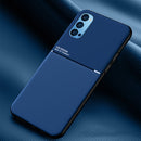 For OPPO Reno4 Classic Tilt Strip Grain Magnetic Shockproof PC + TPU Case(Blue)