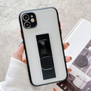 Translucent Frosted TPU + PC Magnetic Protective Case with Bright Color Invisible Bracket For iPhone 11(Black)