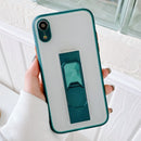 Translucent Frosted TPU + PC Magnetic Protective Case with Bright Color Invisible Bracket For iPhone XR(Dark Green)