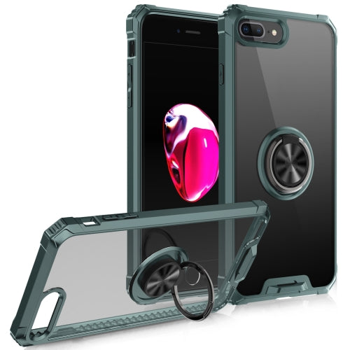 Armor Ring PC + TPU Magnetic Shockproof Protective Case For iPhone 8 Plus / 7 Plus(Dark Green)