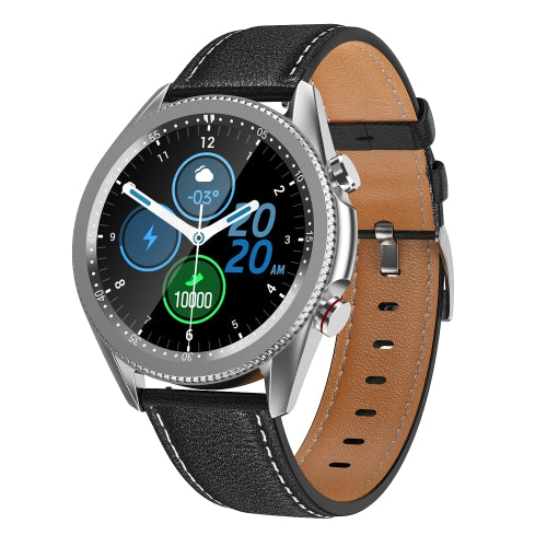 M98 1.28 inch IPS Color Screen IP67 Waterproof Smart Watch, Support Sleep Monitor / Heart Rate Monitor / Bluetooth Call, Style:Leather Strap(Silver)