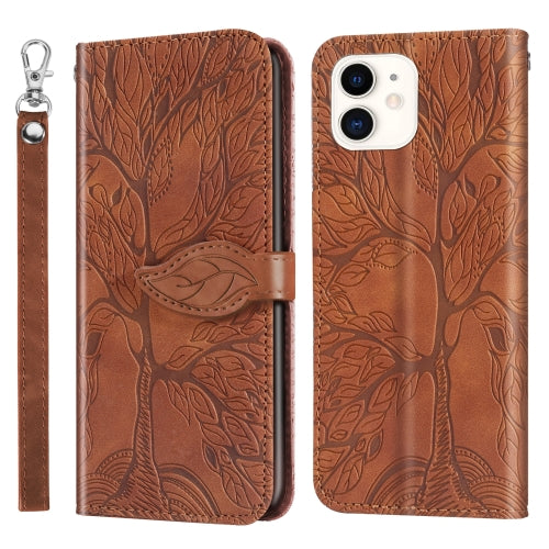 Life of Tree Embossing Pattern Horizontal Flip Leather Case with Holder & Card Slot & Wallet & Photo Frame & Lanyard For iPhone 11(Brown)