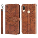 For Huawei Y7 Prime (2019) Life of Tree Embossing Pattern Horizontal Flip Leather Case with Holder & Card Slot & Wallet & Photo Frame & Lanyard(Brown)