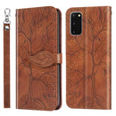 For Samsung Galaxy S20 Life of Tree Embossing Pattern Horizontal Flip Leather Case with Holder & Card Slot & Wallet & Photo Frame & Lanyard(Brown)