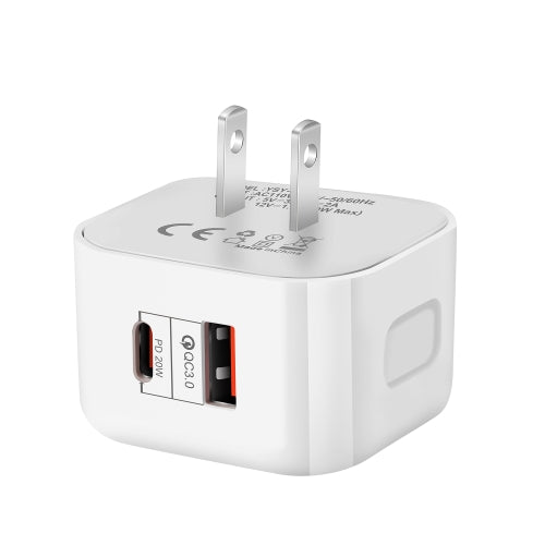 YSY-6087 20W PD + QC 3.0 Dual Ports Travel Charger Power Adapter, US Plug
