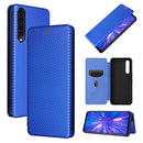 For Rakuten Big Carbon Fiber Texture Magnetic Horizontal Flip TPU + PC + PU Leather Case with Card Slot(Blue)