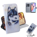 For Galaxy A10s Painting Pattern Coloured Drawing Horizontal Flip Leather Case with Holder & Card Slots & Wallet(White Wolf)