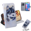 For Galaxy A30s Painting Pattern Coloured Drawing Horizontal Flip Leather Case with Holder & Card Slots & Wallet(White Wolf)