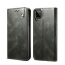 For Samsung Galaxy A12 5G Simple Wax Crazy Horse Texture Horizontal Flip Leather Case with Card Slots & Wallet(Dark Green)