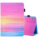 For Huawei MediaPad T5 10 inch Sewing Thread Horizontal Painted Flat Leather Case with Pen Cover & Anti Skid Strip & Card Slot & Holder(Sunrise)