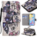 3D Painting Horizontal Flip Leather Case with Holder & Card Slot & Lanyard For iPhone 12 mini(Black Butterflies)