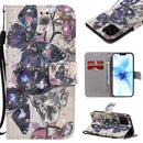 3D Painting Horizontal Flip Leather Case with Holder & Card Slot & Lanyard For iPhone 12 / 12 Pro(Black Butterflies)