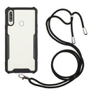 For Samsung Galaxy A40 Acrylic + Color TPU Shockproof Case with Neck Lanyard(Black)
