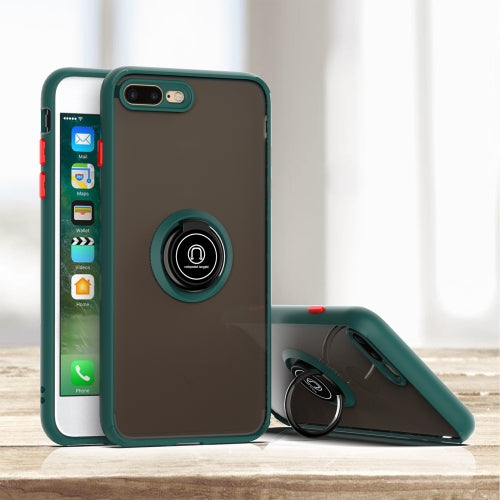 Q Shadow 1 Generation Series TPU + PC Protective Case with 360 Degrees Rotate Ring Holder For iPhone 8 Plus(Army Green)